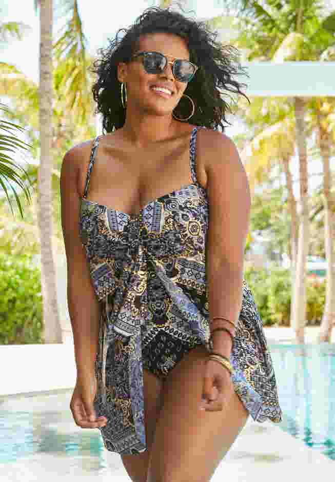 Mesh-Draped Swimsuit image number 0