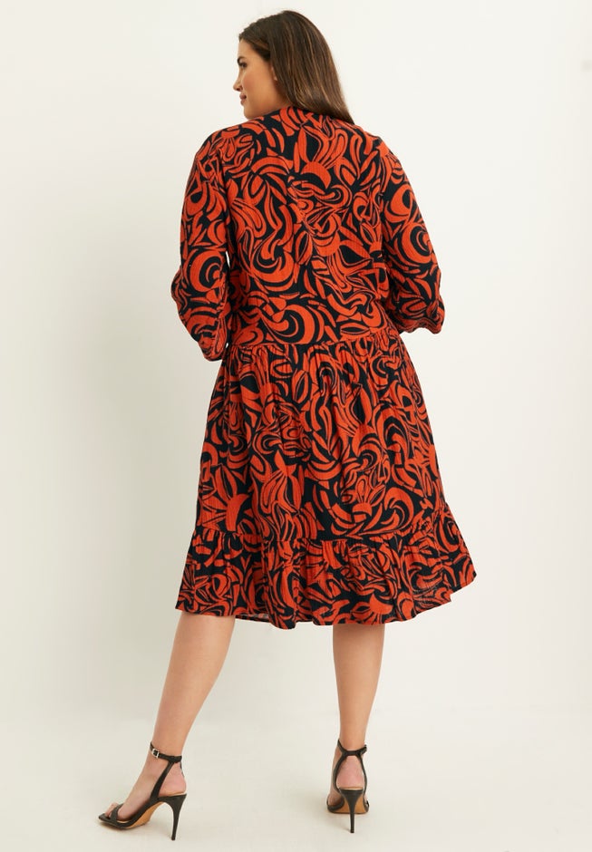 Printed Gauze Shirtdress image number null