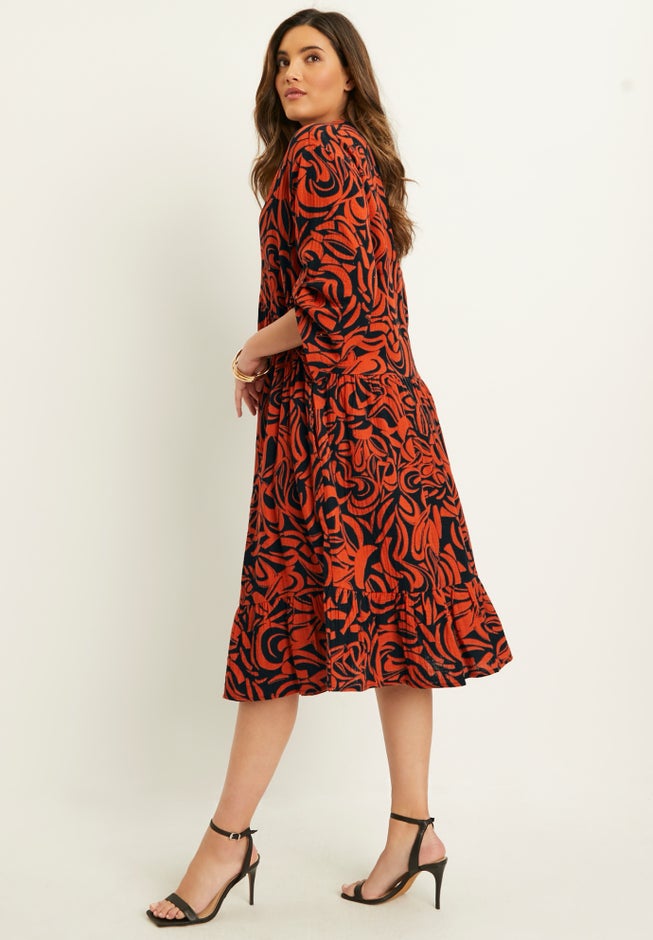 Printed Gauze Shirtdress image number null