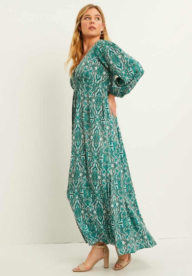 Puff-Sleeve Shirtdress image number null