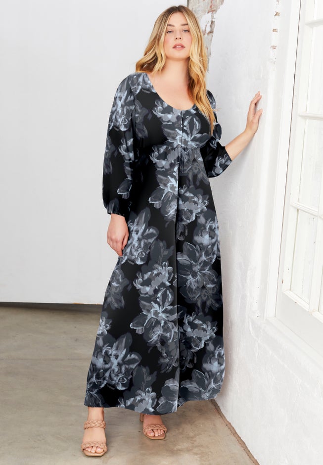 Puff-Sleeve Shirtdress image number null