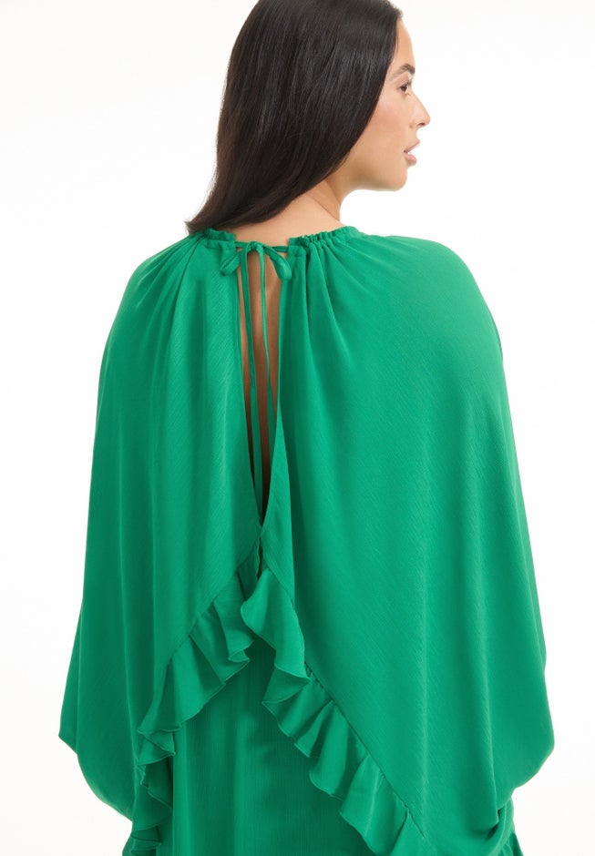 Ruffled Lace-Up Chiffon Midi Dress image number null