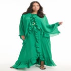 Ruffled Chiffon Cape Maxi Dress image number null