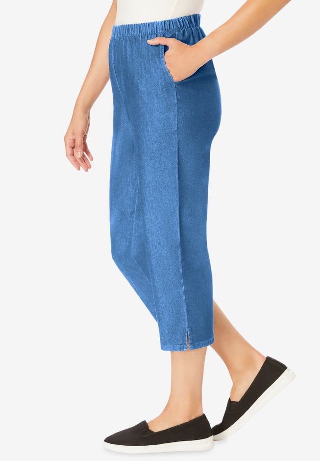 Fineline Stretch Denim Pull-On Capri Jeans image number 2