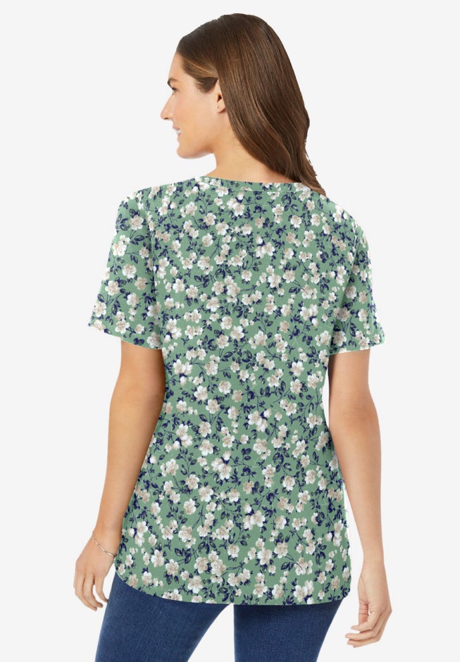 Perfect Printed Short-Sleeve V-Neck Tee image number 1