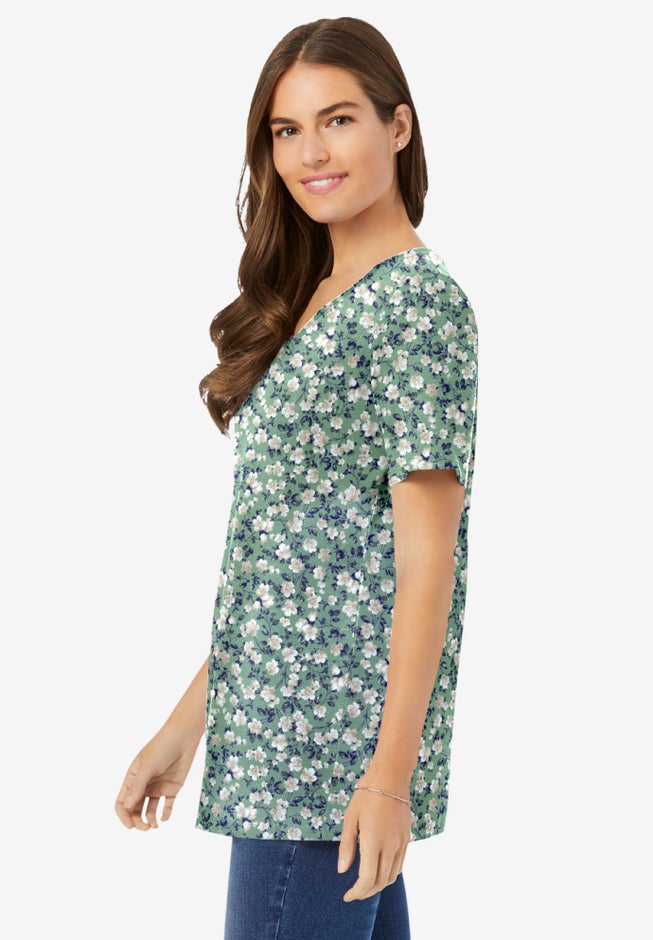 Perfect Printed Short-Sleeve V-Neck Tee image number 2