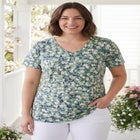 Perfect Printed Short-Sleeve V-Neck Tee image number null