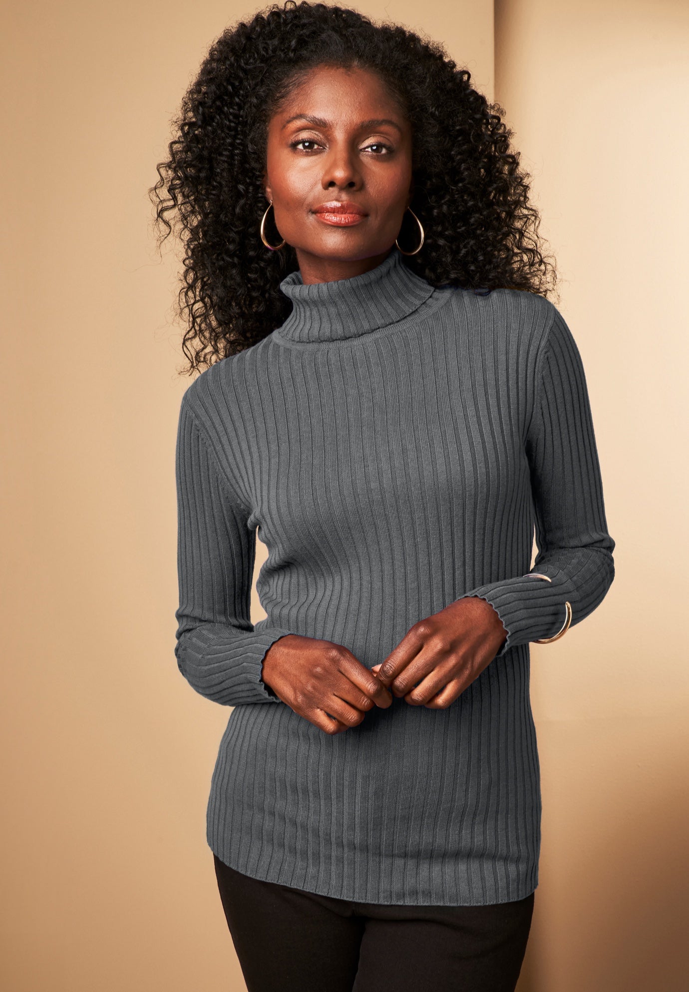 Ribbed Cotton Turtleneck Sweater image number 0