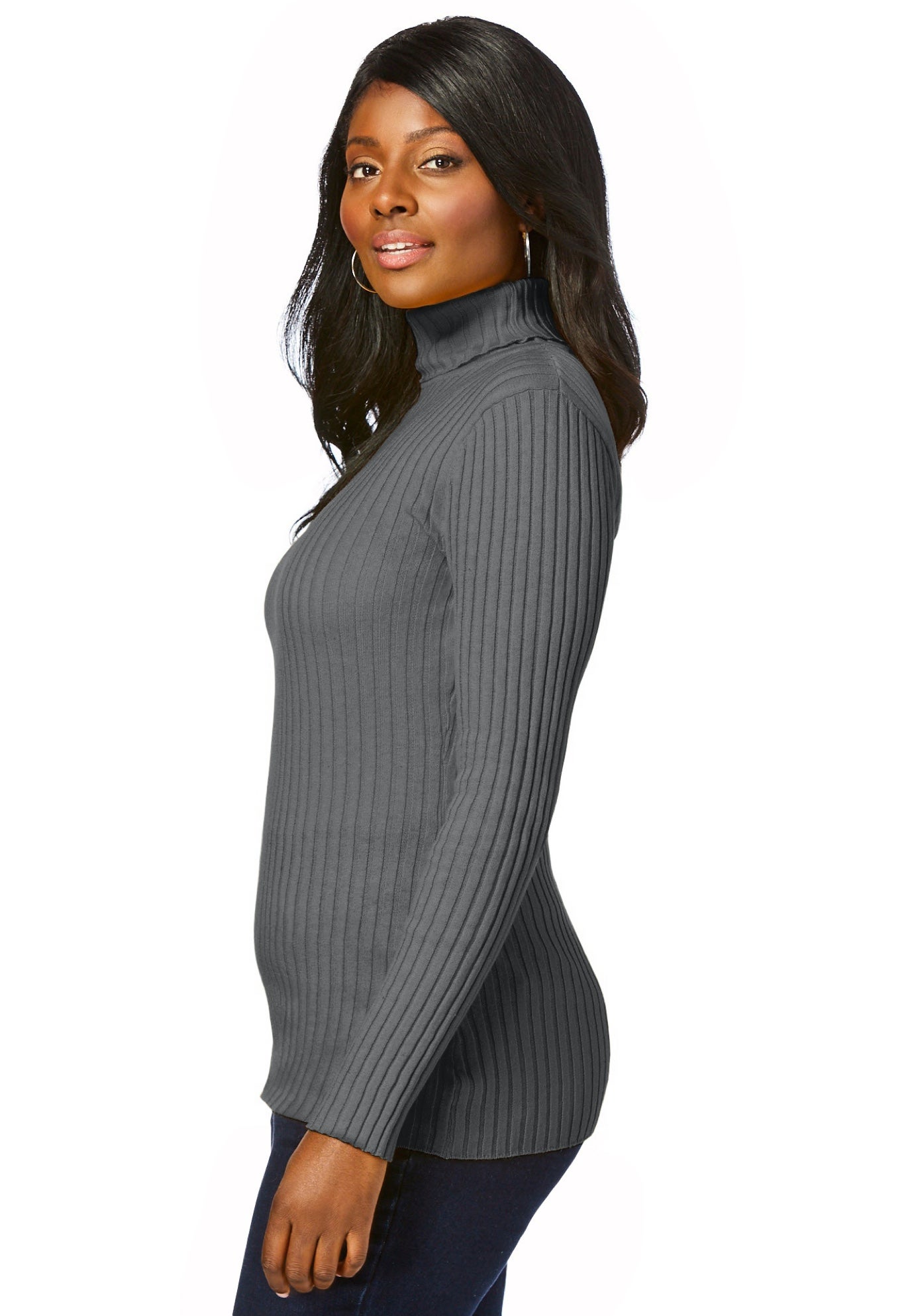 Ribbed Cotton Turtleneck Sweater image number 2