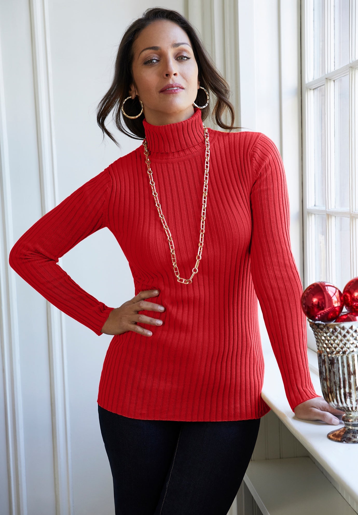 Ribbed Cotton Turtleneck Sweater image number 0