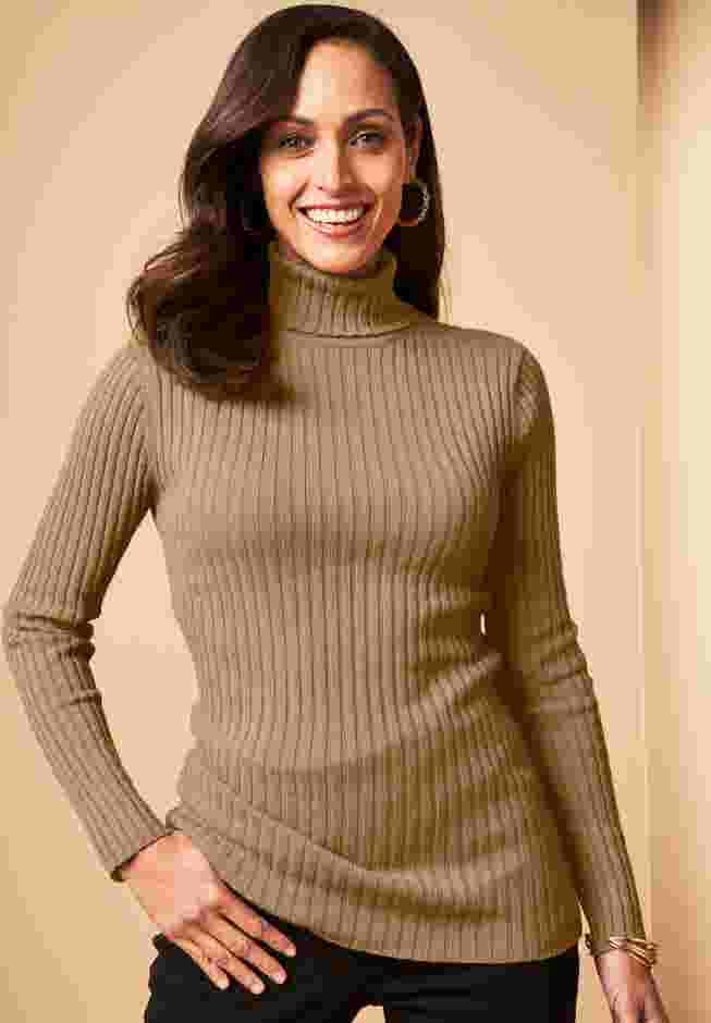 Ribbed Cotton Turtleneck Sweater image number 0