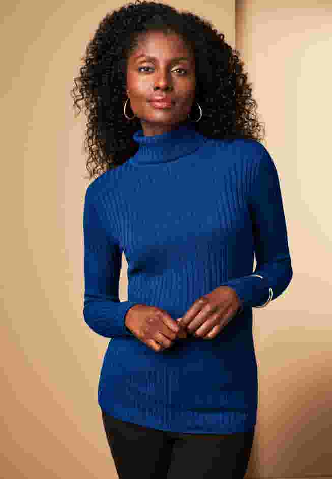 Ribbed Cotton Turtleneck Sweater image number 3