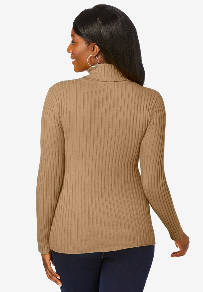 Ribbed Cotton Turtleneck Sweater image number 2