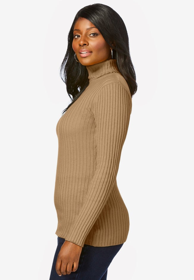 Ribbed Cotton Turtleneck Sweater image number 3
