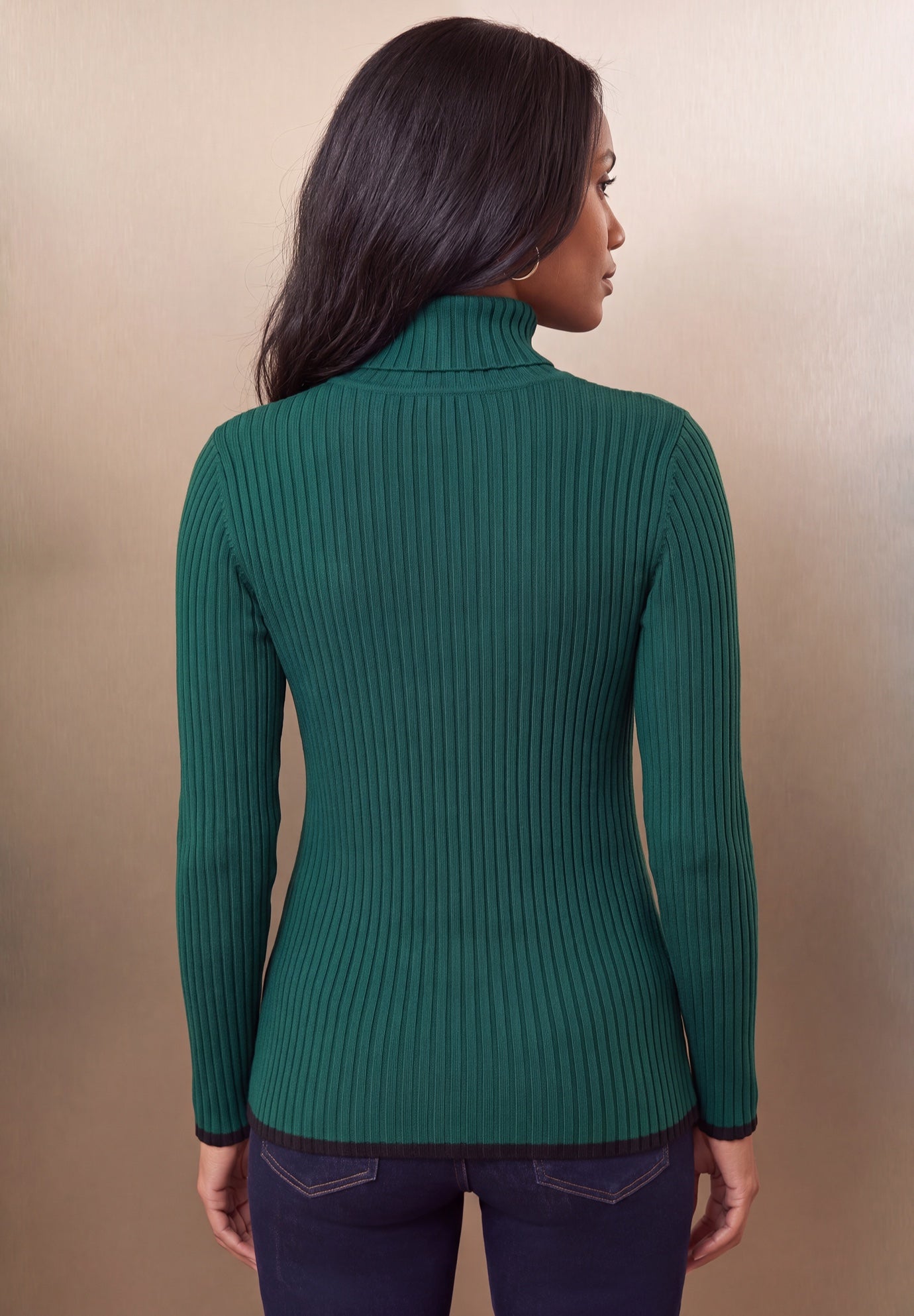Ribbed Cotton Turtleneck Sweater image number 1