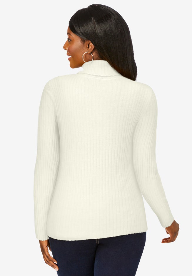 Ribbed Cotton Turtleneck Sweater image number 2