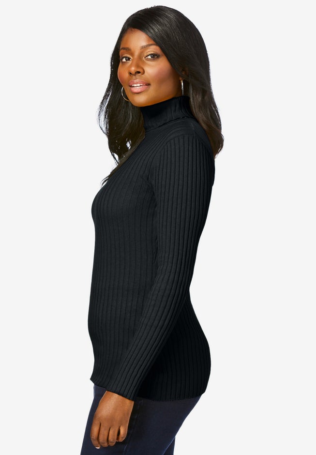 Ribbed Cotton Turtleneck Sweater image number 3