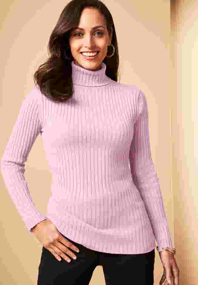 Ribbed Cotton Turtleneck Sweater image number 0
