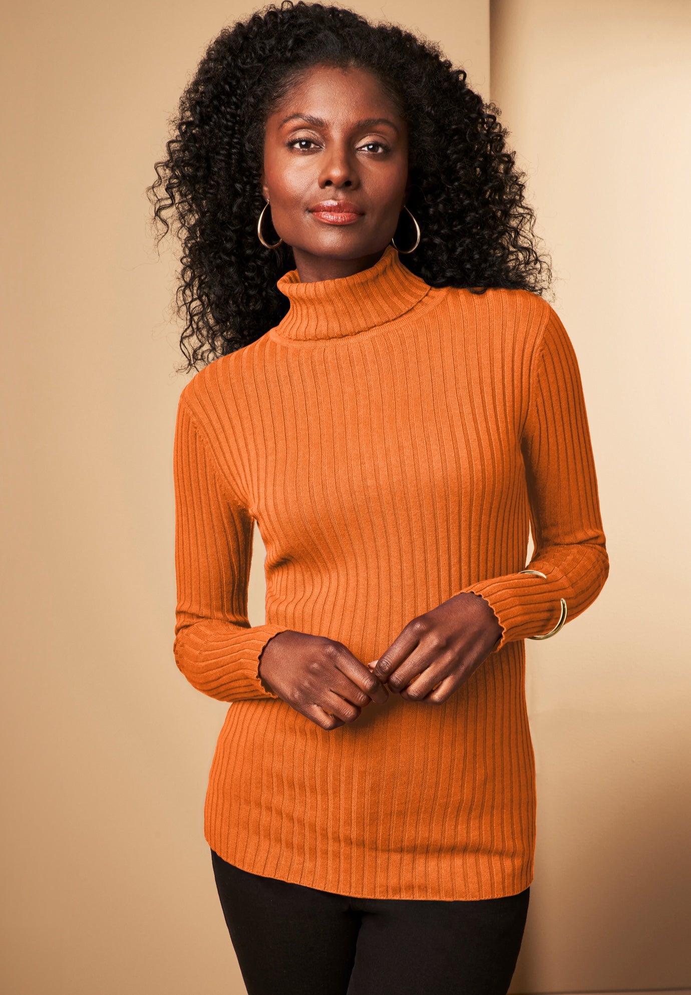 Ribbed Cotton Turtleneck Sweater image number 0