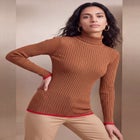 Ribbed Cotton Turtleneck Sweater image number 0