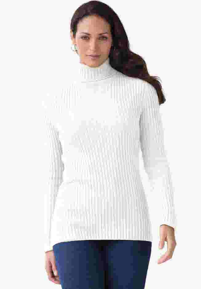Ribbed Cotton Turtleneck Sweater image number 1