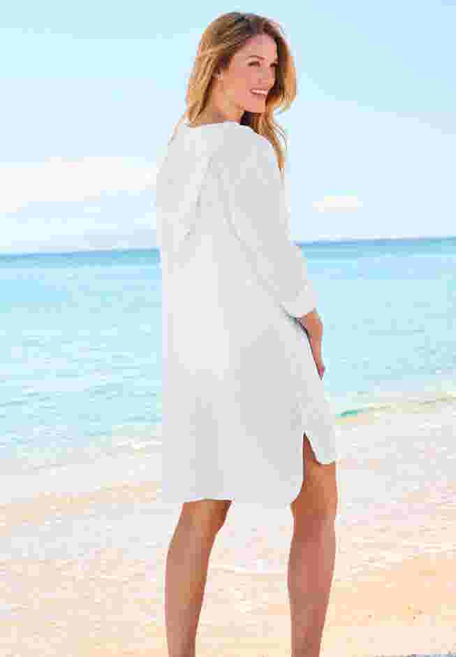 Embroidered Cotton Gauze Cover-Up image number 1