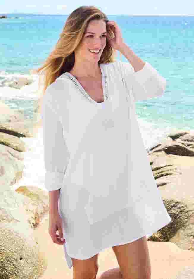 Embroidered Cotton Gauze Cover-Up image number 0