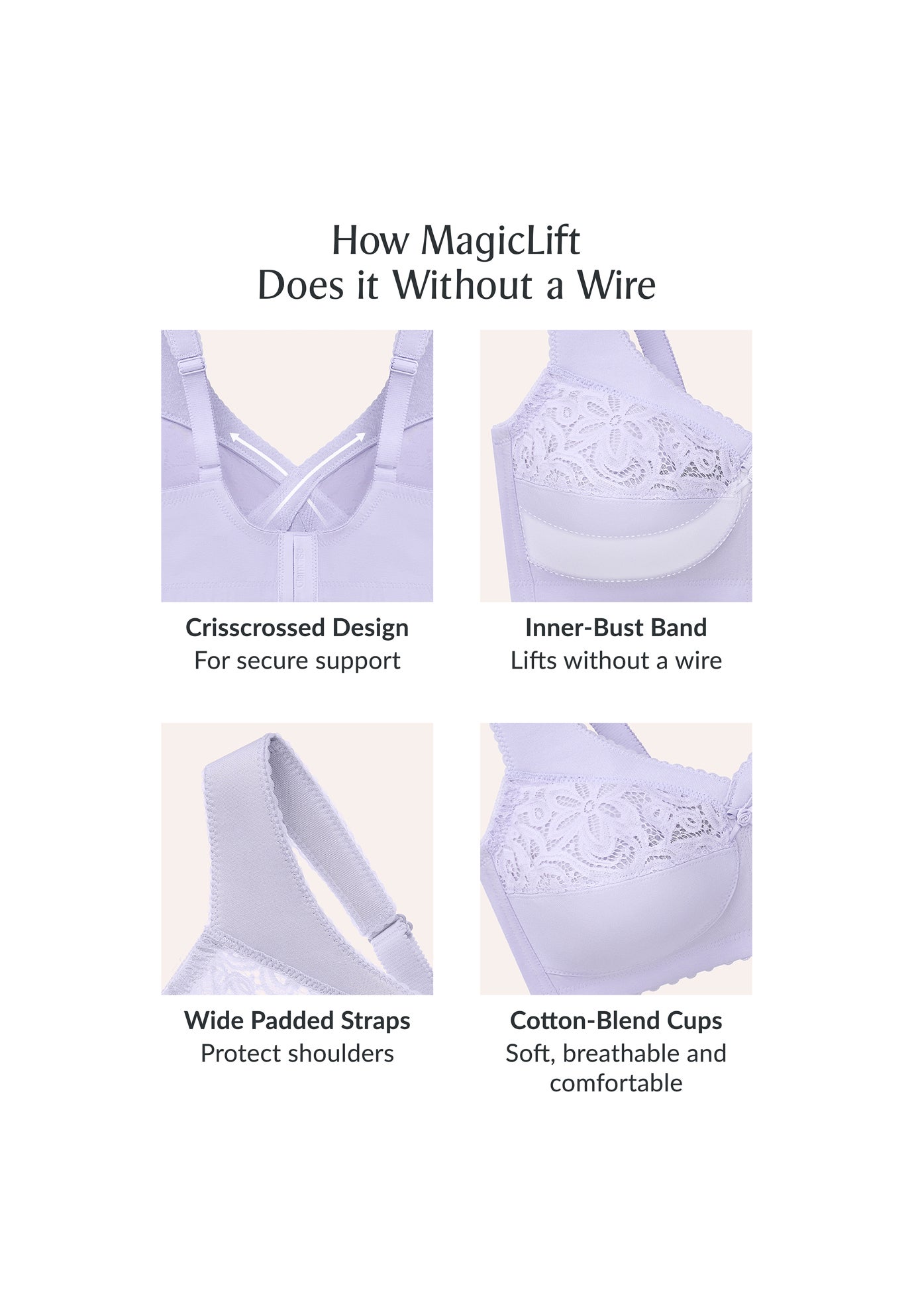 Glamorise® Magic Lift® Cotton Support Wireless Bra 1001 image number 4