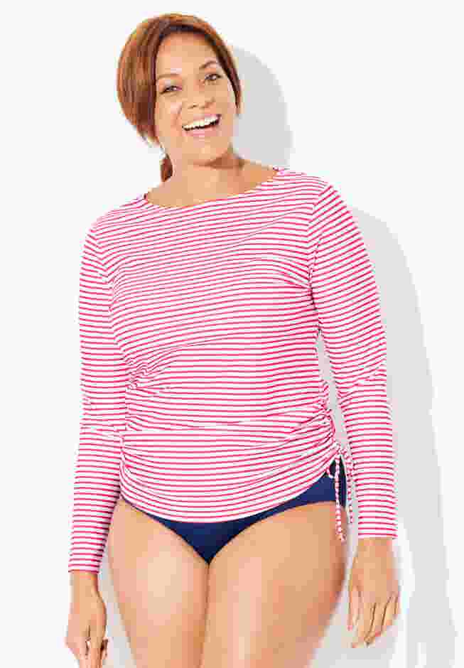 Chlorine Resistant Side-Tie Adjustable Long Sleeve Swim Tee image number 0