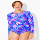 Chlorine Resistant Side-Tie Long Sleeve Swim Shirt Rash Guard image number null