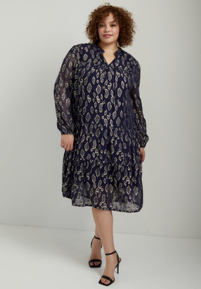 Coraline Metallic Print Georgette Dress image number 0