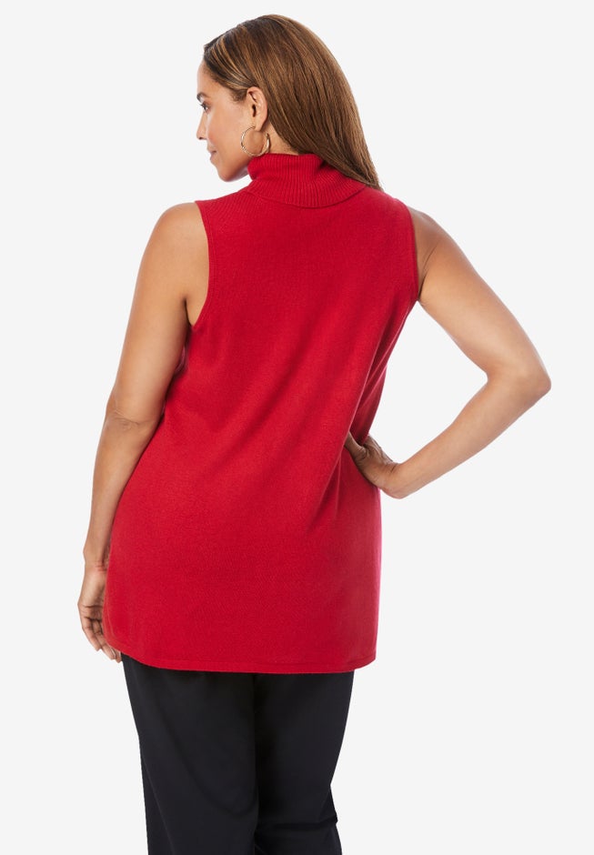 Cotton Cashmere Sleeveless Turtleneck Shell image number 1