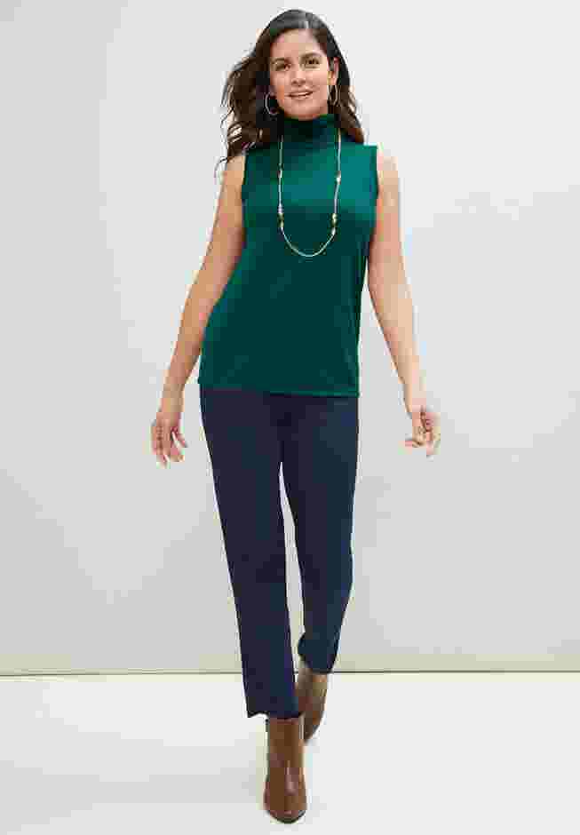 Cotton Cashmere Sleeveless Turtleneck Shell image number 4