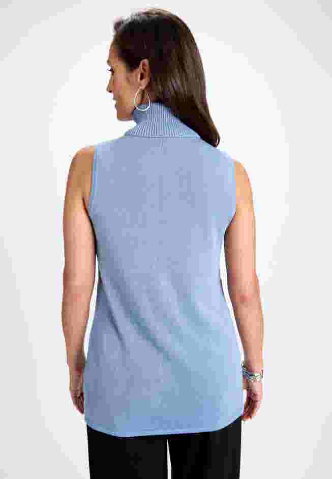 Cotton Cashmere Sleeveless Turtleneck Shell image number 1