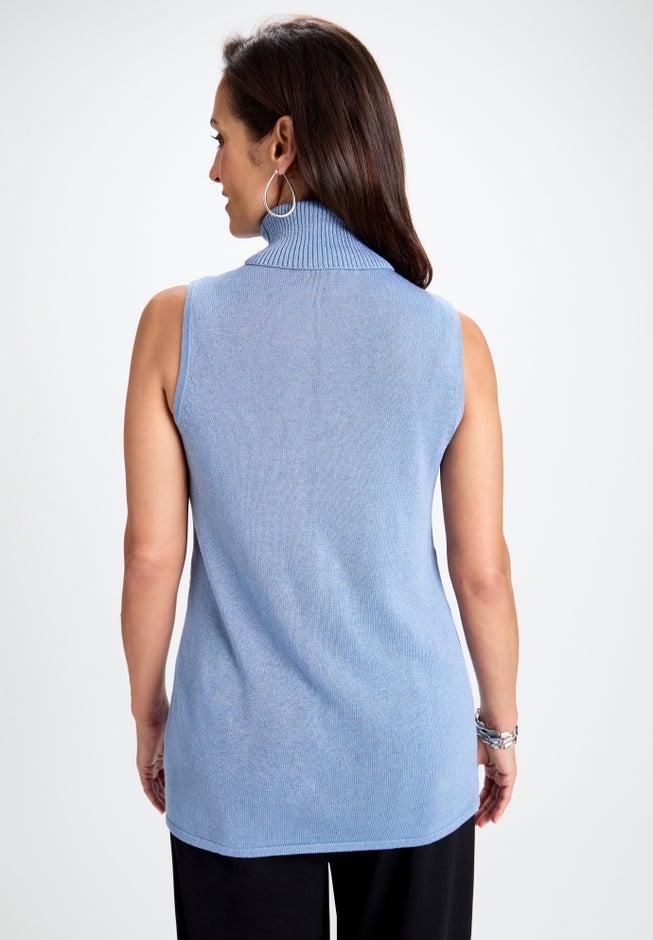Cotton Cashmere Sleeveless Turtleneck Shell image number 1