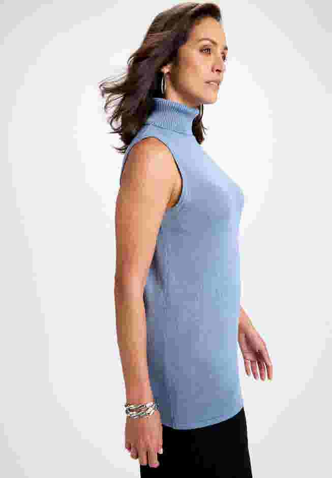 Cotton Cashmere Sleeveless Turtleneck Shell image number 2