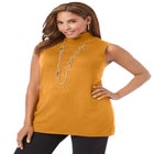 Cotton Cashmere Sleeveless Turtleneck Shell image number null