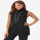 Cotton Cashmere Sleeveless Turtleneck Shell image number null