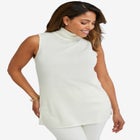 Cotton Cashmere Sleeveless Turtleneck Shell image number null