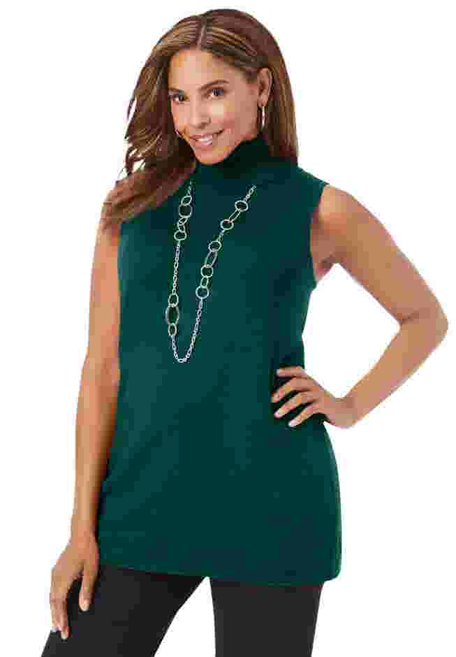 Cotton Cashmere Sleeveless Turtleneck Shell image number 0
