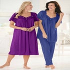 Short Silky Lace-Trim Gown image number null