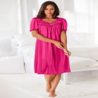 Short Silky Lace-Trim Gown image number null