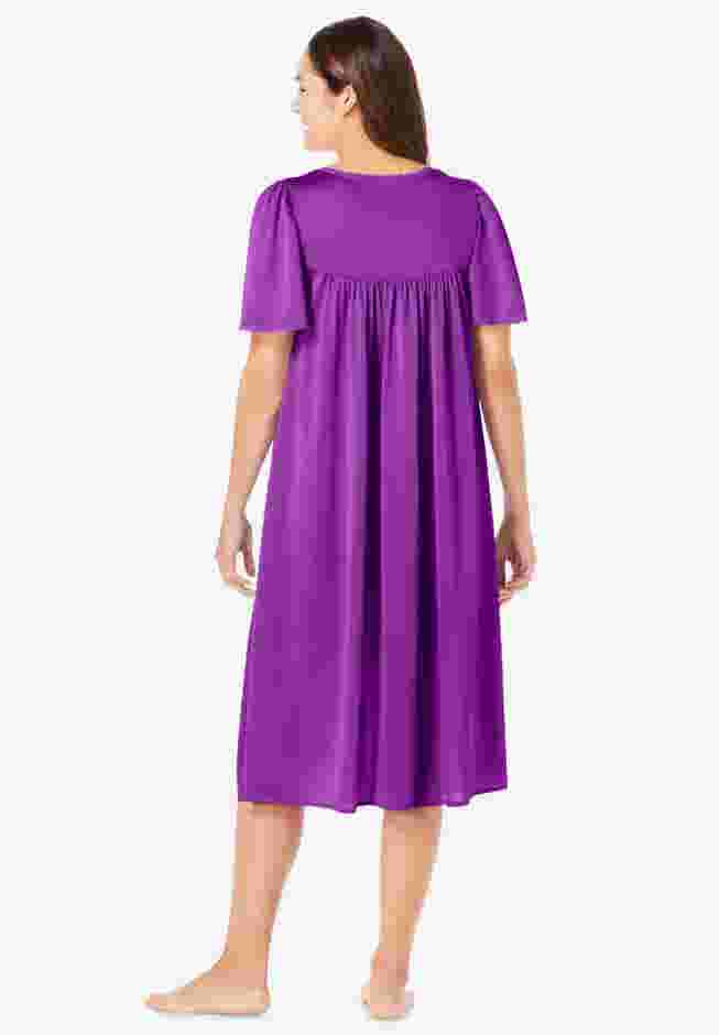 Short Silky Lace-Trim Gown image number 1
