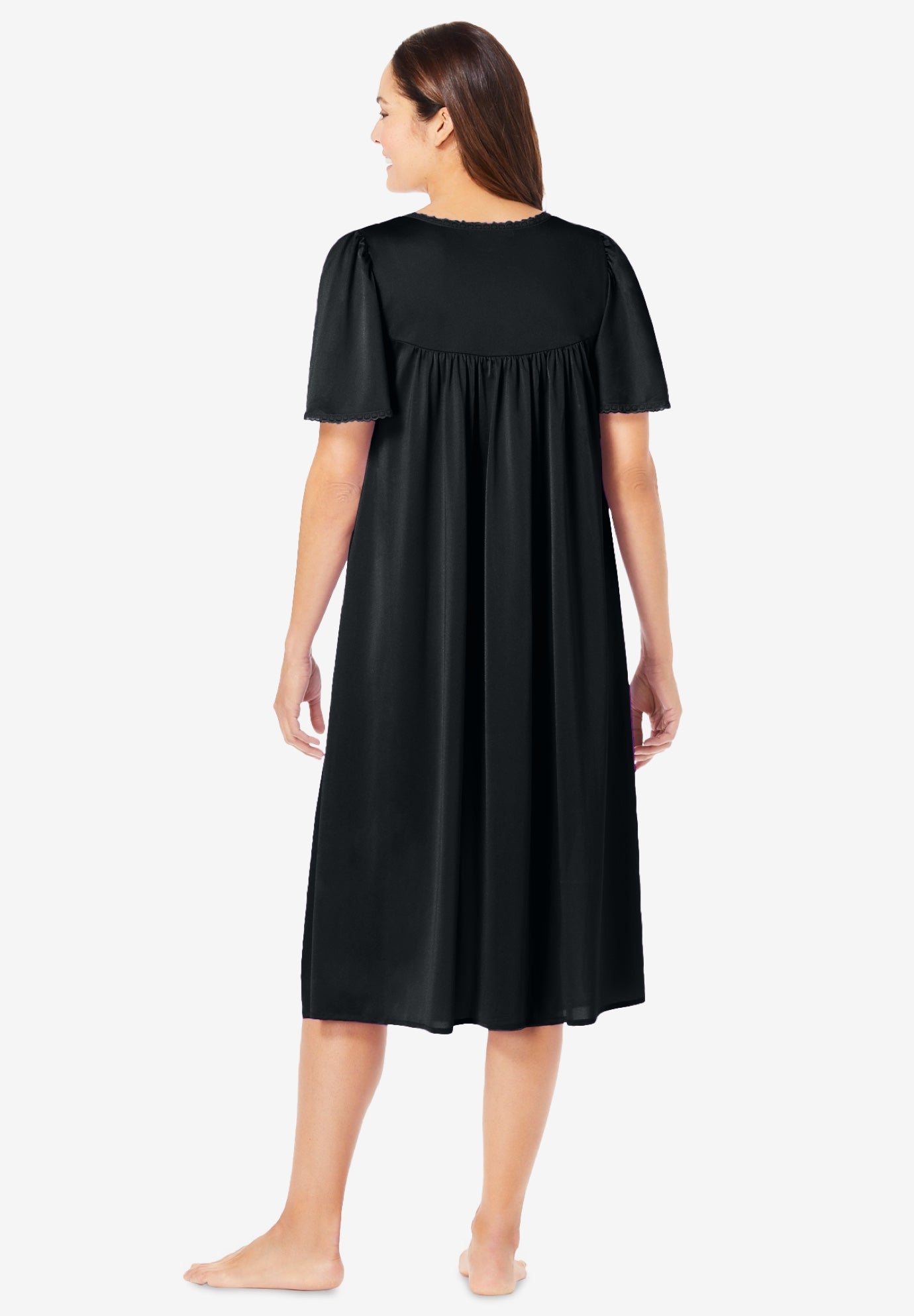 Short Silky Lace-Trim Gown image number 1