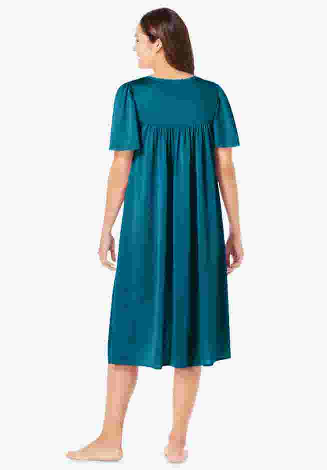 Short Silky Lace-Trim Gown image number 1