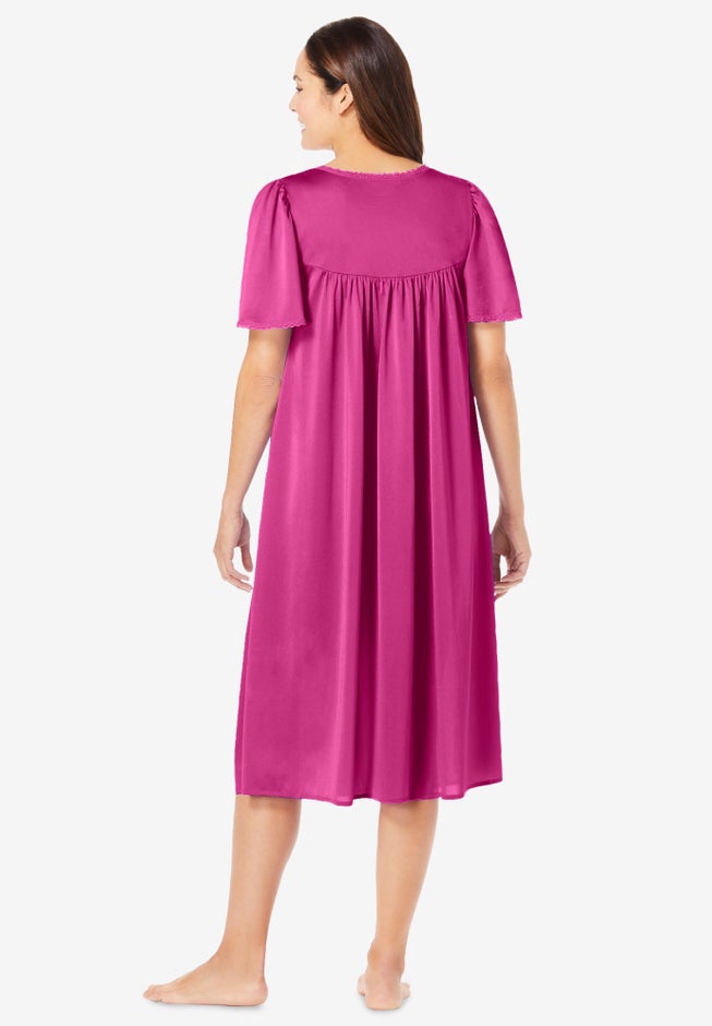 Short Silky Lace-Trim Gown image number 1