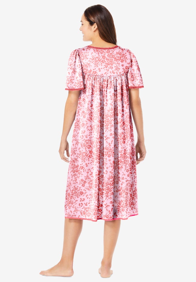 Short Silky Lace-Trim Gown image number 1