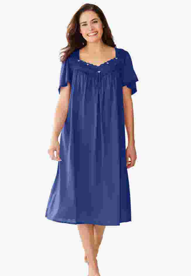 Short Silky Lace-Trim Gown image number 0