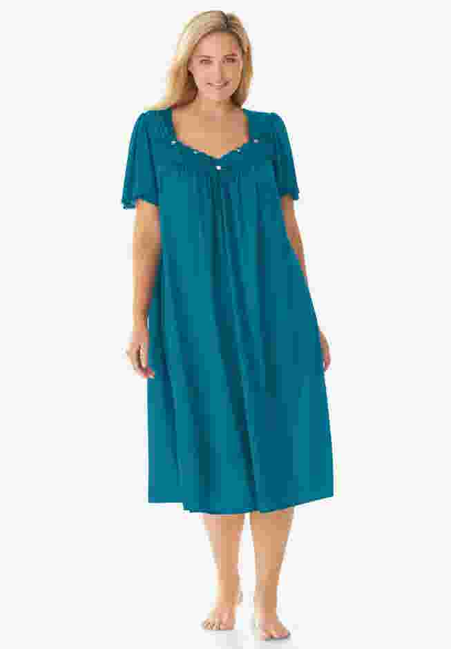 Short Silky Lace-Trim Gown image number 0