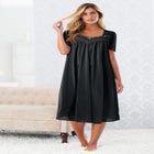 Short Silky Lace-Trim Gown image number 0